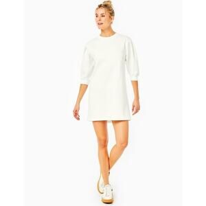 Addison Bay Soft Luxe Cedar Dress White Bubble Sleeve Size XS Extra Small NEW